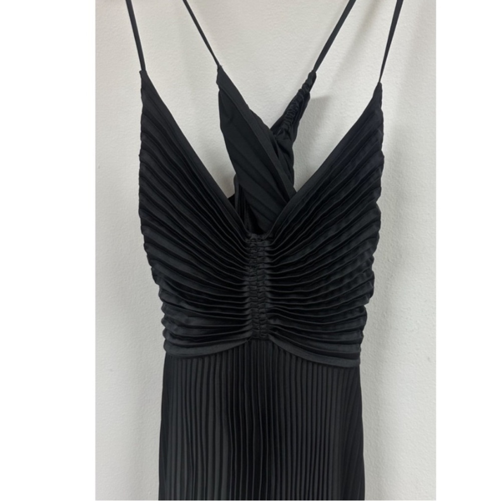 ALC Aries Satin Pleated Dress in Black. - Picture 7 of 11